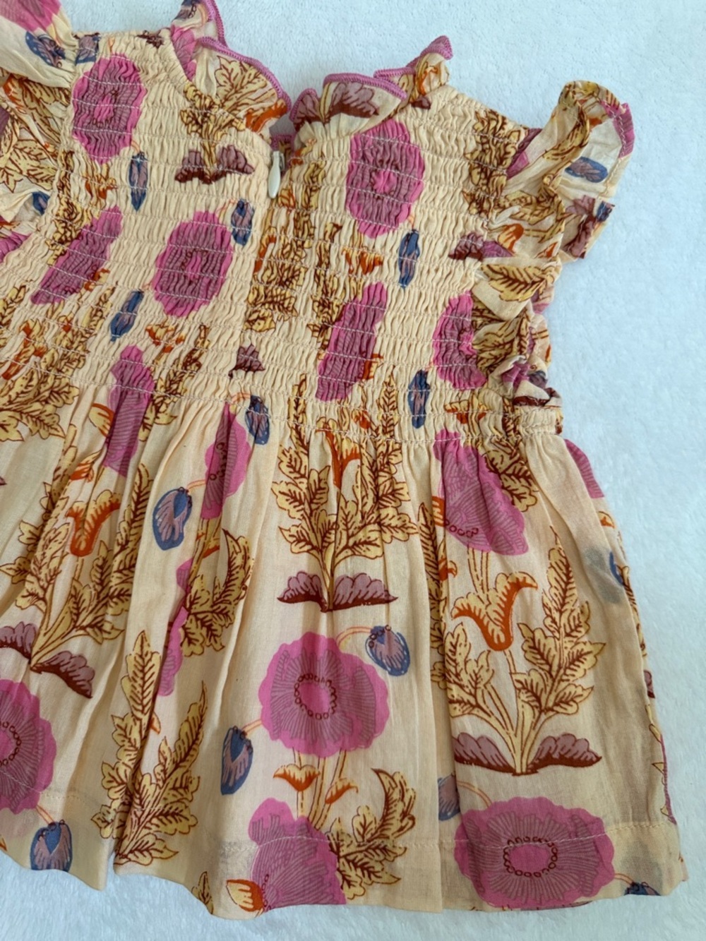 {NWT} Pink Chicken | Stevie Floral Smocked Boho Dress Set Purple Gilded (3/6M) - Picture 6 of 15